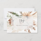 Elegante Boho Bloem Pampas RSVP Kaartje (Voorkant)