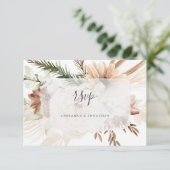 Elegante Boho Bloem Pampas RSVP Kaartje (Staand voorkant)
