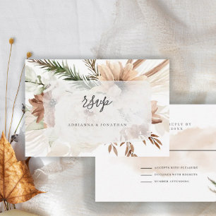 Elegante Boho Bloem Pampas RSVP Kaartje