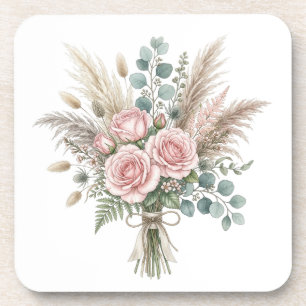 Elegante Boho bloemboeket Roze kussen Bier Onderzetter