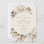 Elegante Boho  Bloemen Botanische Bruiloft Kaart (Voorkant)