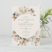 Elegante Boho  Bloemen Botanische Bruiloft Kaart (Staand voorkant)