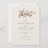 Elegante Boho  Bloemen QR Code Foto Huwelijk Kaart (Voorkant)