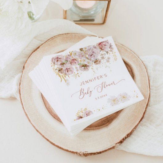 Elegante boho bloemige babyshower servetten