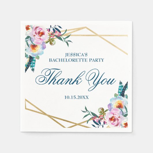 Elegante Boho Bloemige Bachelorette Weekend Dankje Servet (Voorkant)