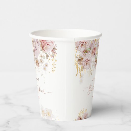 Elegante boho bloemige bruidsdouche papieren bekers (Rechts)