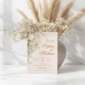 Elegante Boho Bloemige Bruiloft Kaart