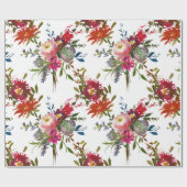 Elegante Boho Bloemige Rood Botanische Trouwcadeau Cadeaupapier (Vlak)