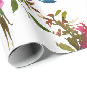 Elegante Boho Bloemige Rood Botanische Trouwcadeau Cadeaupapier (Rol Hoek)