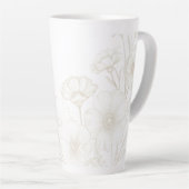 Elegante Boho Bloemlijn Kunstframe Achtergrond Latte Mok (Rechterhoek)