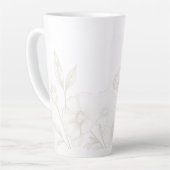 Elegante Boho Bloemlijn Kunstframe Achtergrond Latte Mok (Linkerhoek)