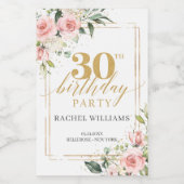 Elegante boho blush bloemengoud glitter salie groe wijn etiket (Enkel label)