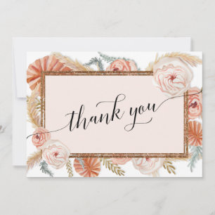 Elegante Boho Blush Bloemrijke Tropische Palm Pamp Bedankkaart