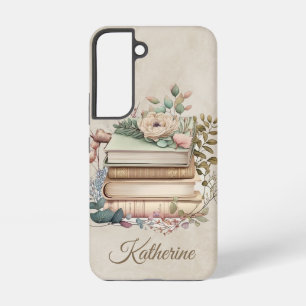 Elegante Boho-boekenstapel Bloem Naam Samsung Galaxy Hoesje