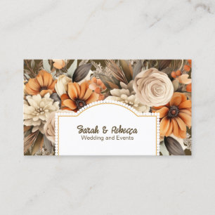 Elegante Boho Bohemian Gouden Champagne Bruine Blo Visitekaartje
