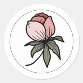 Elegante Boho Botanische Bloemen Roze Ronde Sticker (Voorkant)