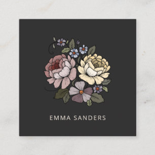 Elegante Boho Botanische Bloemen Zwart Bellen Kaar
