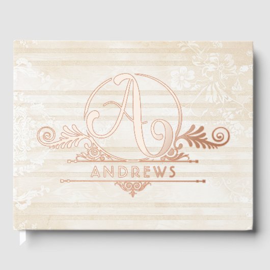 Elegante Boho Botanische Custom Monogram bruiloft Gastenboek (Voorkant)