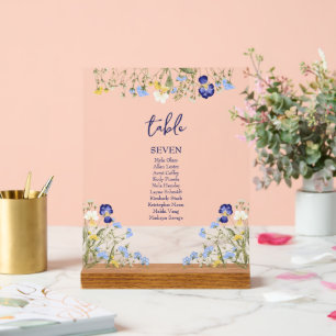 Elegante boho botanische wilde bloemen blauwe brui acryl bord