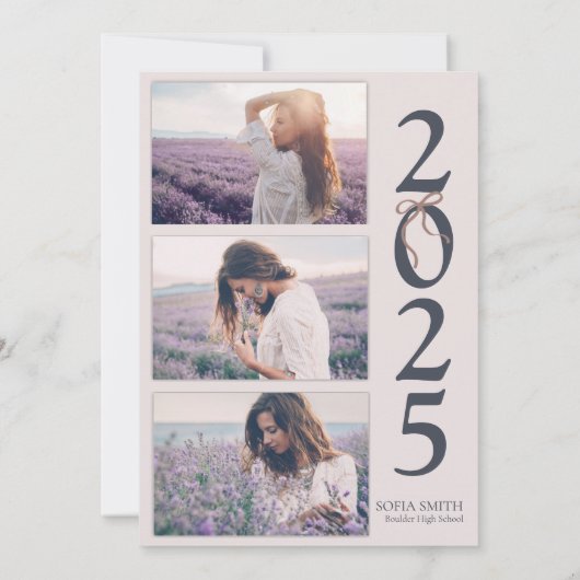 Elegante Boho Bow Graduation Party Uitnodiging (Achterkant)