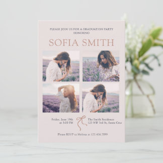 Elegante Boho Bow Graduation Party Uitnodiging