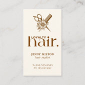 Elegante Boho Brown Schaar Hair Stylist Visitekaartje (Voorkant)