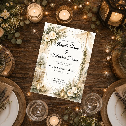 Elegante Boho Bruiloft Kaart