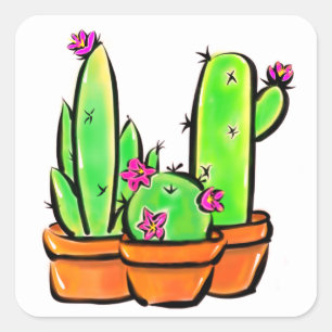 Elegante boho Cactus cactussen vetplanten Vierkante Sticker