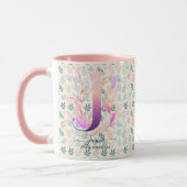 Elegante Boho Chic Bloemige Monogrammok - J Mok (Links)
