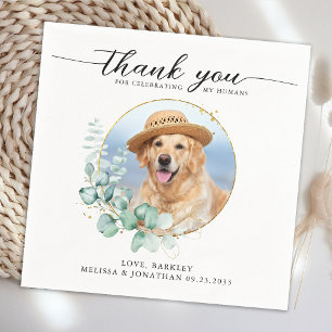 Elegante Boho Chic Custom Foto Huisdier Hond bruil Servet