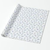 Elegante Boho Chic Dusty Blue Wildflower Cadeaupapier (Uitgerold)