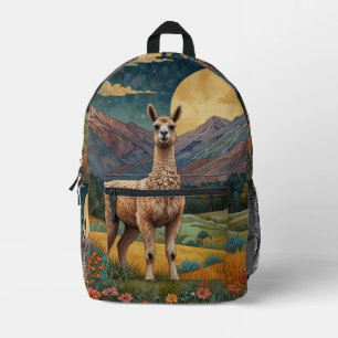 Elegante boho chic lama alpaca bedrukte rugzak
