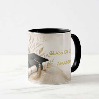 Elegante Boho Cottage Core Afstudeerjaar & Naam Mok