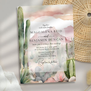 Elegante Boho Desert Landschap Cactus Bruiloft Kaart
