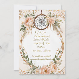 Elegante Boho Dreamcatcher Floral Save the Date Au Feestdagenkaart