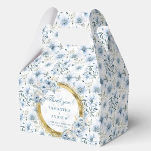 Elegante Boho Dusty Blauw Goud bruiloft Dank u Box Bedankdoosjes