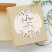 Elegante BOHO Dusty Blue Floral Wedding Bedankt Ronde Sticker