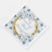 Elegante Boho Dusty Blue Pastel Gold bruiloft serv Servet (Hoek)