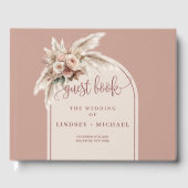 Elegante Boho Dusty Pink Pampas Arch Rozen bruilof Gastenboek (Voorkant)