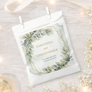 Elegante boho eucalyptus groen gouden bruiloft bedankzakje