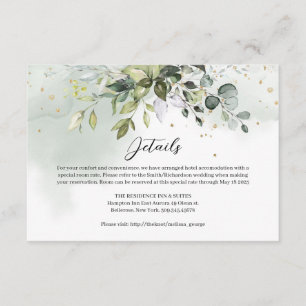 Elegante boho eucalyptus groen gouden details informatiekaartje