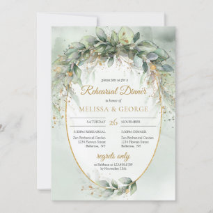 Elegante boho eucalyptus groen gouden repetitie kaart
