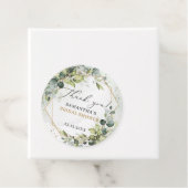 Elegante boho eucalyptus groene bruidsshowers bedankjes labels (In situ)