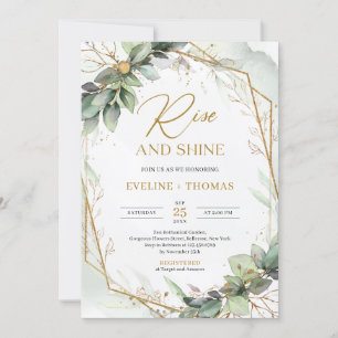 Elegante boho eucalyptus groene gouden goedemorgen kaart