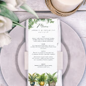 Elegante Boho Fern Eucalyptus Groen Bruiloft Menu