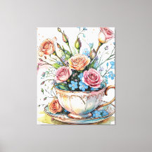 Elegante Boho Floral Art gestrekte canvas print