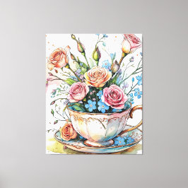 Elegante Boho Floral Art gestrekte canvas print