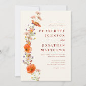 Elegante Boho Floral Fall Wedding Kaart (Voorkant)