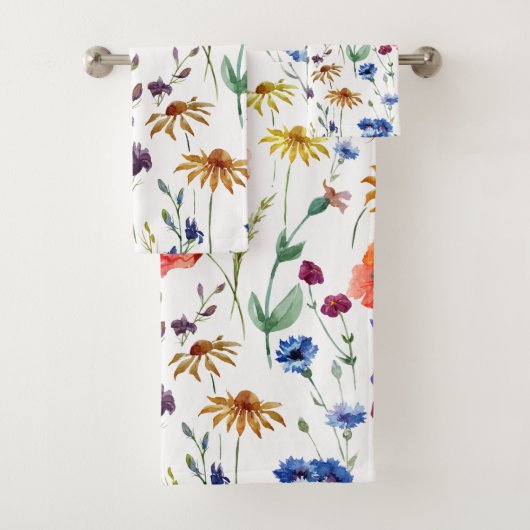 Elegante Boho Floral Wildflower Bad Handdoek (Insitu)