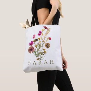 Elegante Boho Floral Wildflower Canvas tas